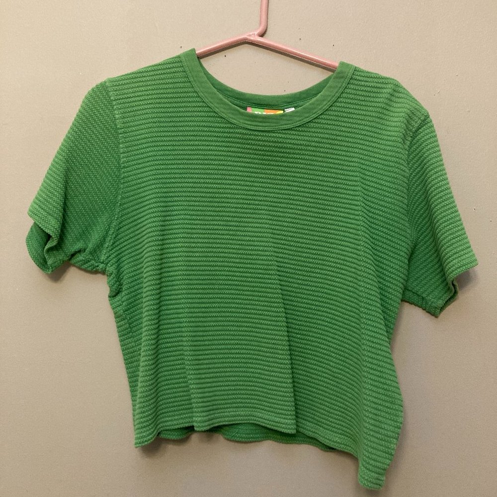 Big Bud Press Cropped Honeycomb Tee - Kelly Green - S